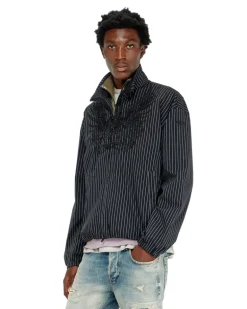 Nylon-Pinstripe-Jacke mit Phoenix-Stickerei - Jacken - Herren - Schwarz