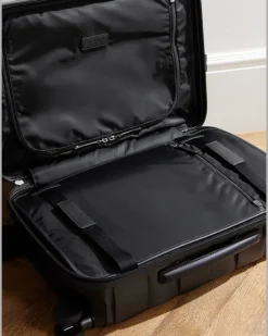 Odyssey 55cm Leather-Trimmed Intrecciato Polycarbonate Suitcase Black