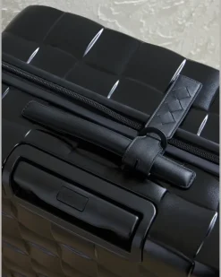 Odyssey Leather-Trimmed Intrecciato Polycarbonate Suitcase Black