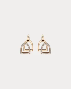Ohrringe Stirrup mit Pavé-Diamanten Gold