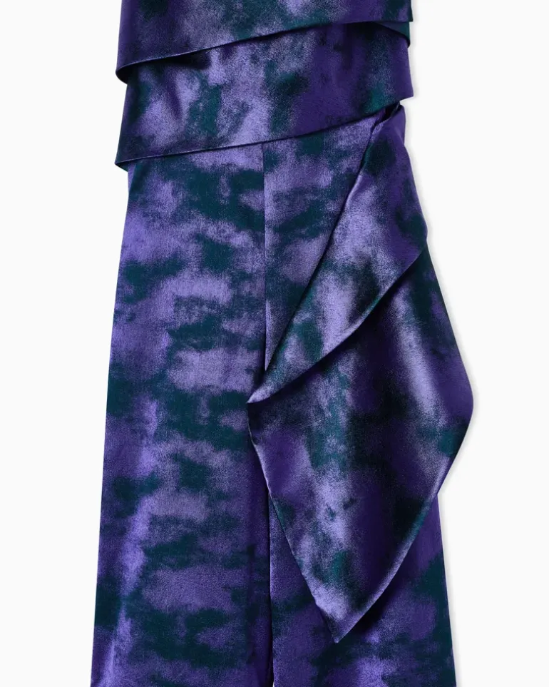 One-Shoulder-Jumpsuit aus zweifarbiger Jacquard-Seidenmischung Violett