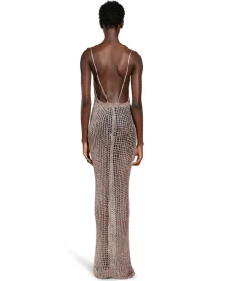 Openwork Long Crochet Slip Dress Multicolor
