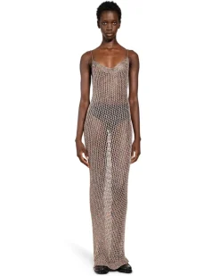 Openwork Long Crochet Slip Dress Multicolor