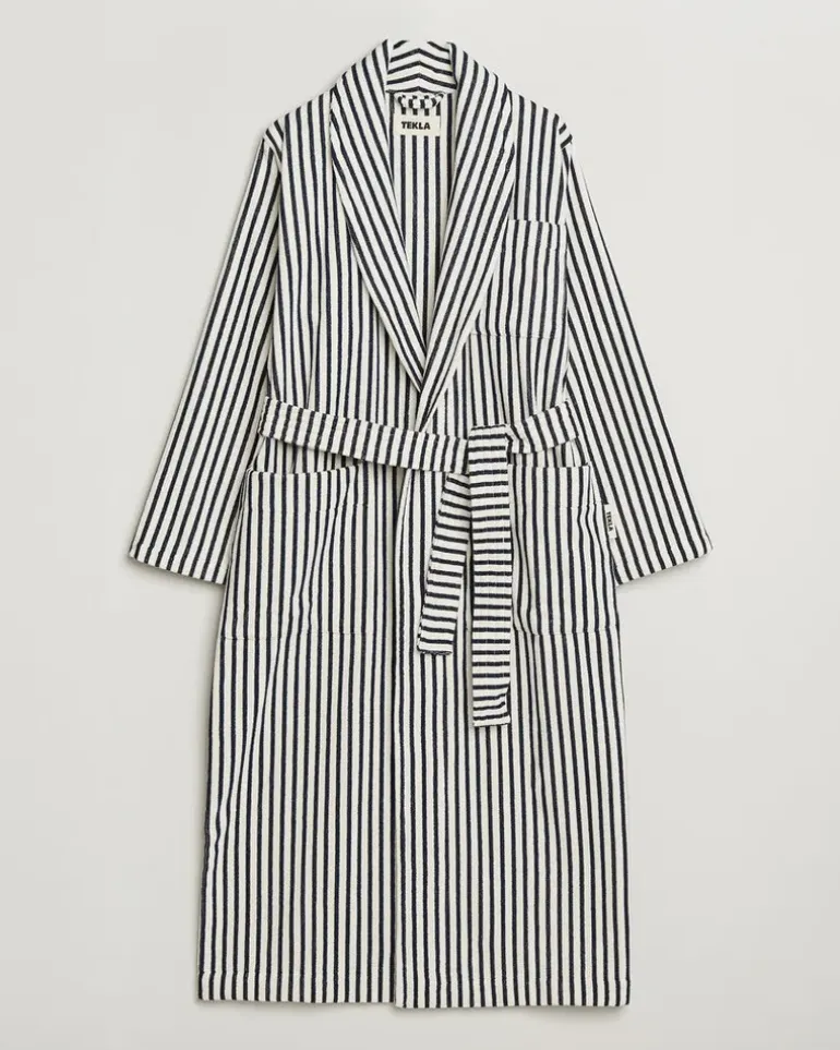 Organic Terry Classic Bathrobe Sailor Stripes Weiß