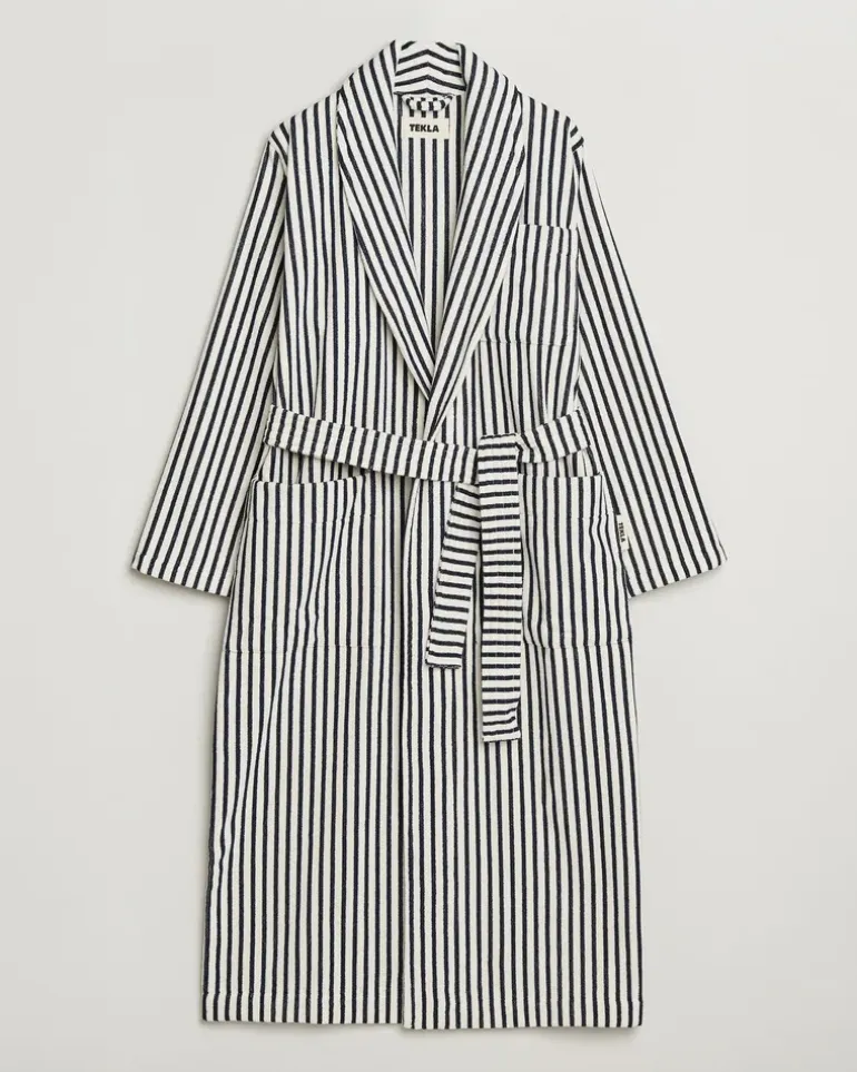 Organic Terry Classic Bathrobe Sailor Stripes Weiß