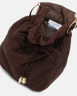 Oséree Bucket-Bag Lumière Small mit Kristallen Braun