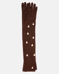 Oséree Verzierte Handschuhe Lumière Braun