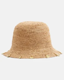 Oséree Verzierter Hut aus Raffiabast Beige
