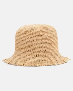 Oséree Verzierter Hut aus Raffiabast Beige