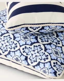 Outdoor-Kissen Palazzo Blue aus Baumwolle Blau
