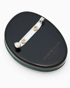 Ovale Brosche mit Spiegeleffekt und Metallverschluss GrüN