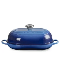 Ovale Kasserolle-Schale mit Deckel - Blau