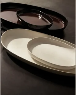 Ovale Terra Servierplatte (15cm x 3cm x 23cm) - Weiß