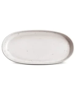 Ovale Terra Servierplatte (15cm x 3cm x 23cm) - Weiß