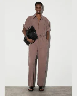 Overall Aus Modal Mit Gürtel Braun