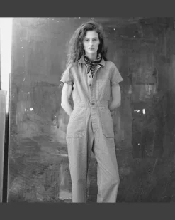 Overall mit Nadelkaromuster in Indigo Blue