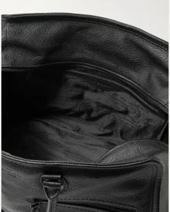 Overnight Full-Grain Leather Weekend Bag Black