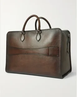 Overnight Scritto Venezia Softy Leather Weekend Bag Brown