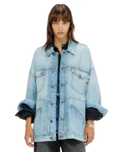 Oversized denim-arbeitsjacke - Denim jacken - Damen - Blau