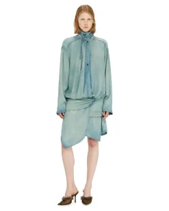 Oversized draped denim Hemdkleid - Kleider - Damen - Blau