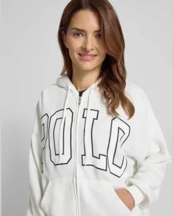 Oversized Sweatjacke mit Reißverschluss Offwhite