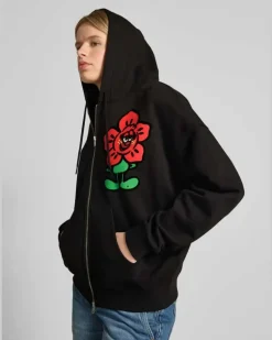 Oversized Sweatjacke mit Reißverschluss Black