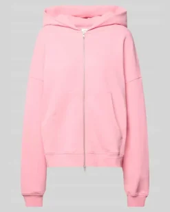 Oversized Sweatjacke mit Zweiwege-Reißverschluss Modell 'Flower Rosa