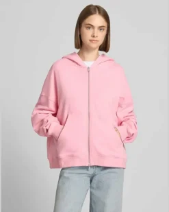 Oversized Sweatjacke mit Zweiwege-Reißverschluss Modell 'Flower Rosa