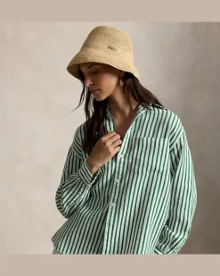 Oversize-Fit Hemd mit Streifenmuster Green