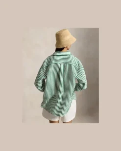 Oversize-Fit Hemd mit Streifenmuster Green
