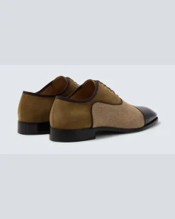 Oxford-Schuhe Greggery aus Samt, Twill und Leder Braun