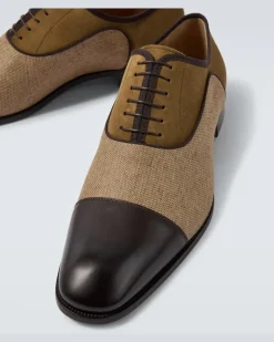 Oxford-Schuhe Greggery aus Samt, Twill und Leder Braun