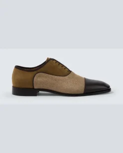 Oxford-Schuhe Greggery aus Samt, Twill und Leder Braun