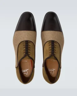 Oxford-Schuhe Greggery aus Samt, Twill und Leder Braun