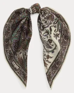 Paisley-Tuch aus Crêpe de Chine Tan