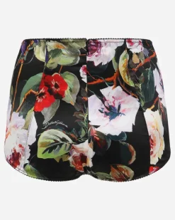 Panty Aus Satin Rosengarten-print - Frau Unterwäsche