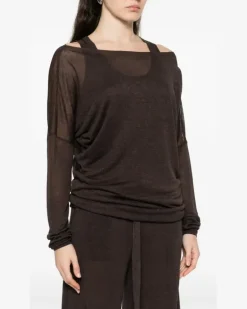 P.A.R.O H. Klassisches Langarmshirt - Braun
