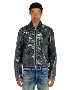 Patent-leather jacket - Lederjacken - Herren - Grau