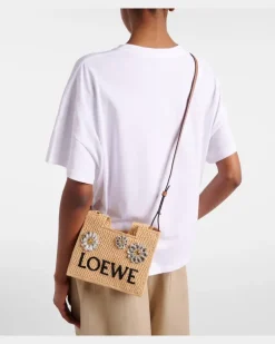 Paula's Ibiza Henkeltasche aus Raffiabast mit Kristallen Beige