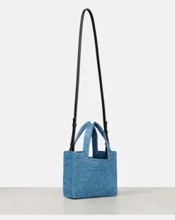 Paula's Ibiza Henkeltasche Mini aus Raffiabast Blau