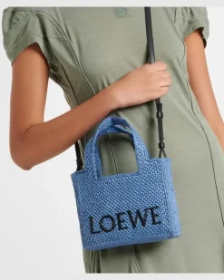 Paula's Ibiza Henkeltasche Mini aus Raffiabast Blau