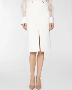 Pencil skirt with front slit White