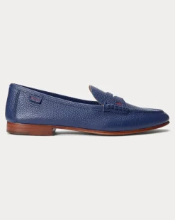 Pennyloafer aus Narbenleder Blue