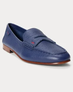 Pennyloafer aus Narbenleder Blue