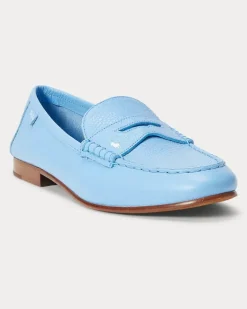 Pennyloafer aus Narbenleder Blue