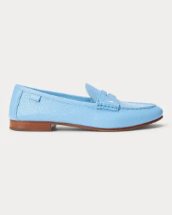 Pennyloafer aus Narbenleder Blue