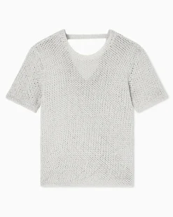 Perforierte Oberseite aus Lurexfaden Beige