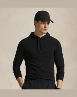 Performance-Kapuzenshirt aus Waffelpiqué Black