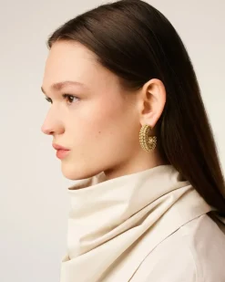 Perlenohrringe aus Messing in Gold Gelb Unisex