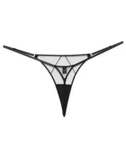 Perle Tanga mit G-Zierkette - Schwarz
